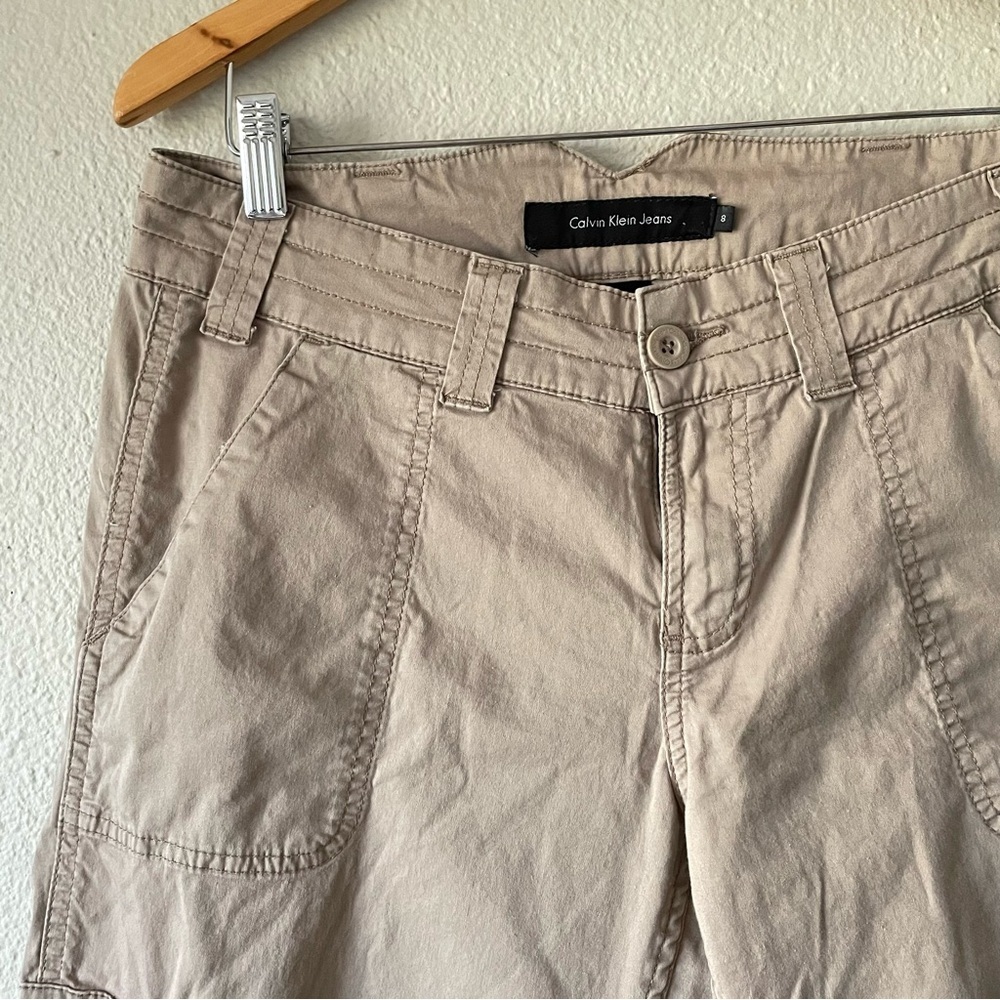 Calvin Klein Jeans Cargo Utility Pants Women’s 8 Khaki Tan Y2K Streetwear Grunge - Picture 5 of 14